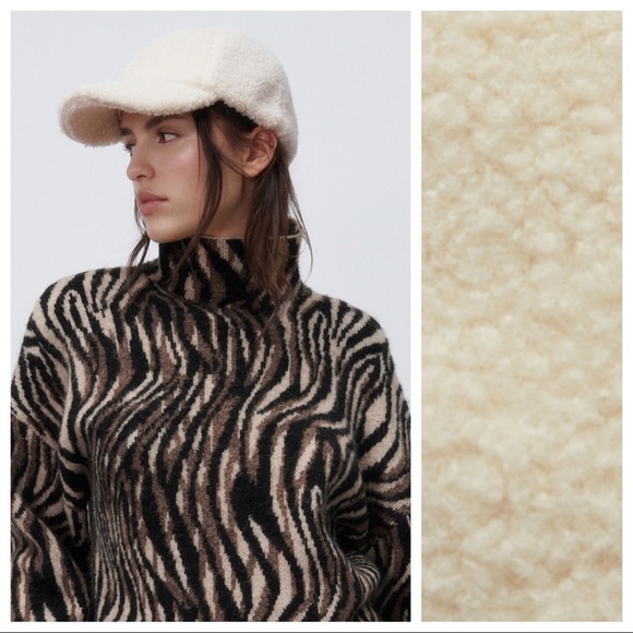 NWT Zara Cream Fleece Cap. Size S-M. main image 7